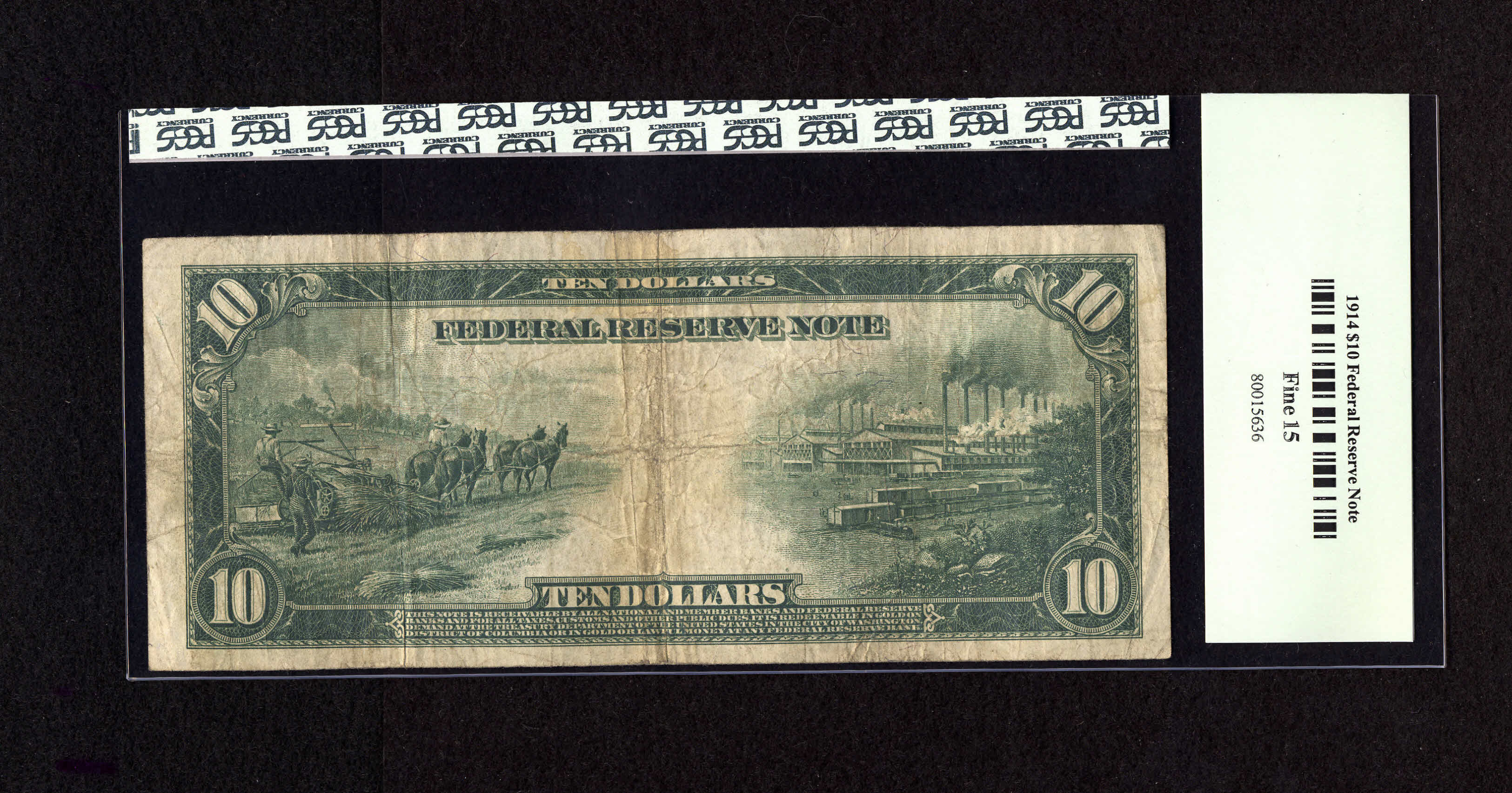 image for: Fr. 904 $10 1914 Federal Reserve Note PCGS Fine 15....