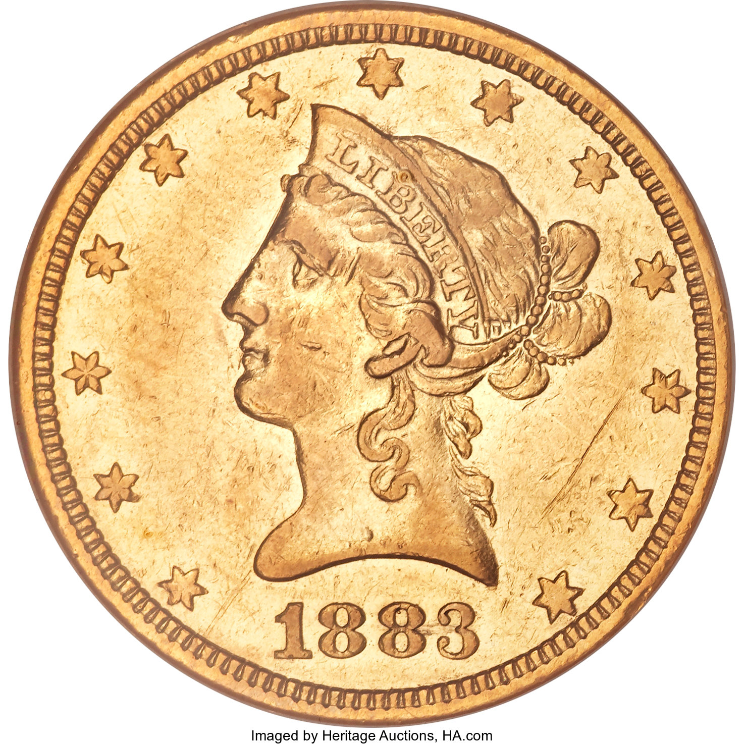 image for: 1883-O $10 AU50 NGC....