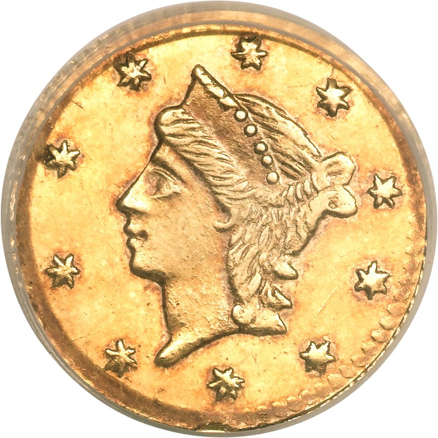 image for: 1856 25C Liberty Round 25 Cents, BG-228, R.7, AU58 NGC....