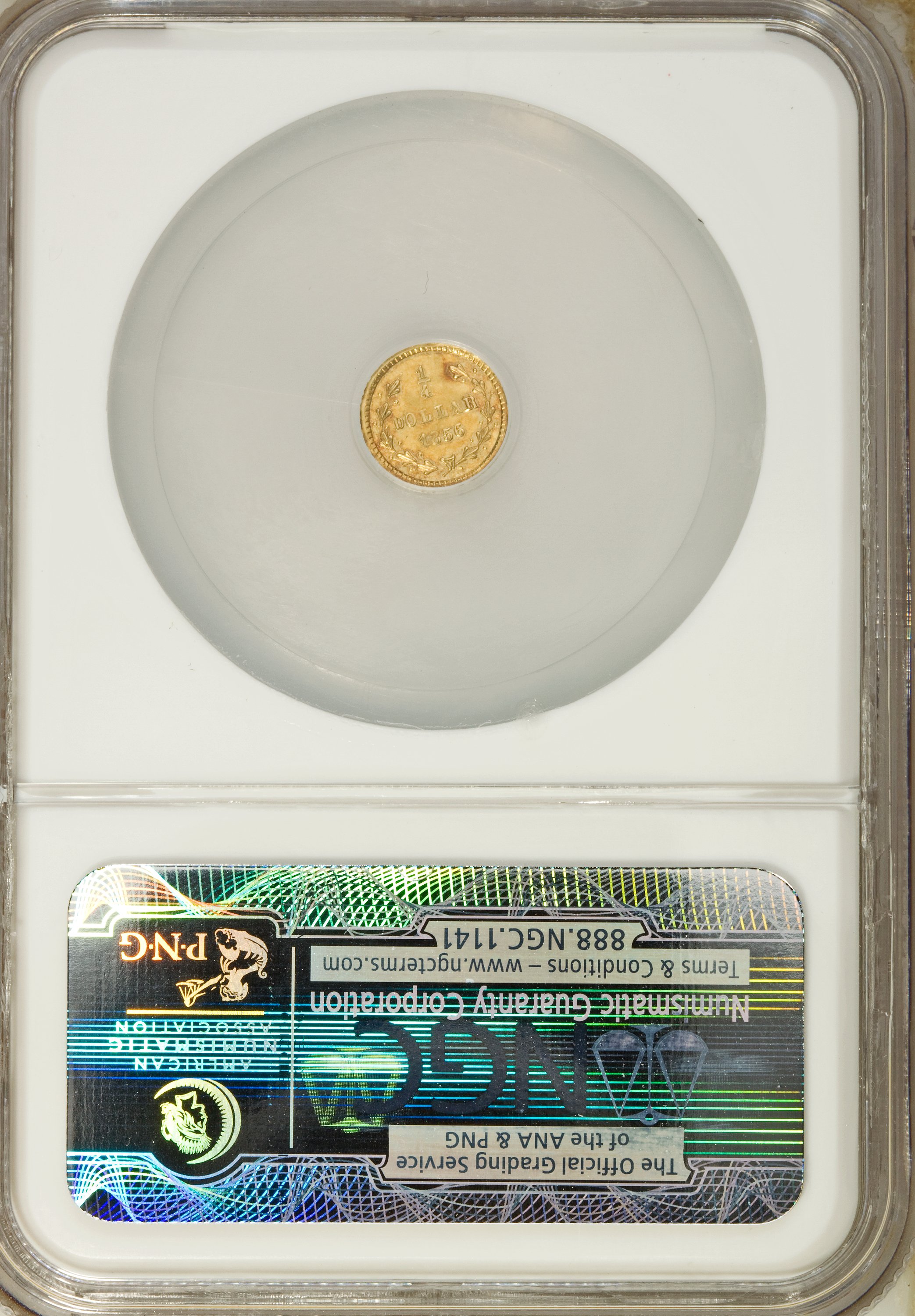image for: 1856 25C Liberty Round 25 Cents, BG-228, R.7, AU58 NGC....