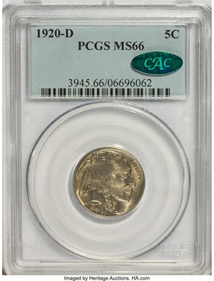 image for: 1920-D 5C MS66 PCGS. CAC....