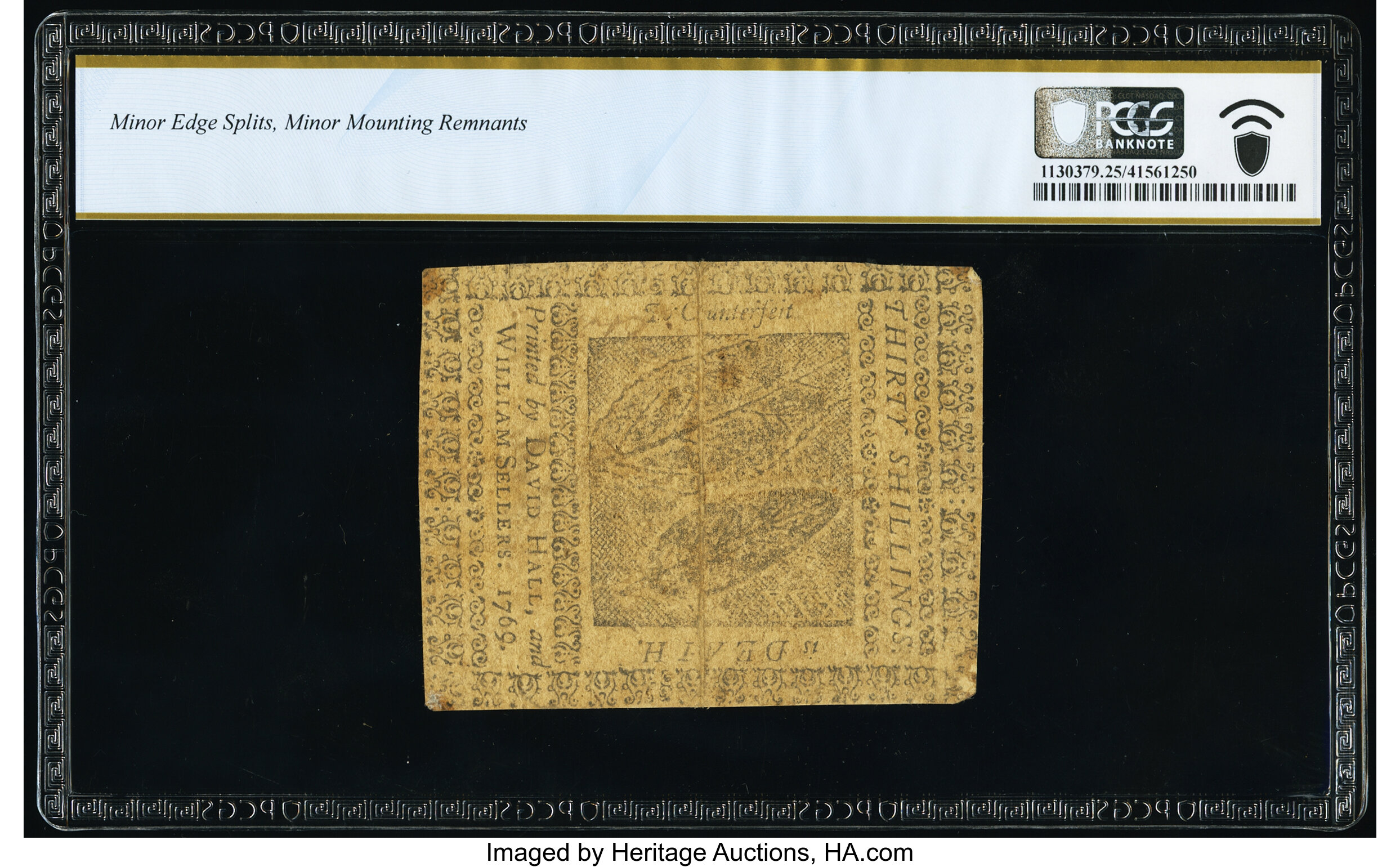 image for: Pennsylvania March 1, 1769 £1 10s Contemporary Counterfeit PCGS Banknote Very Fine 25....