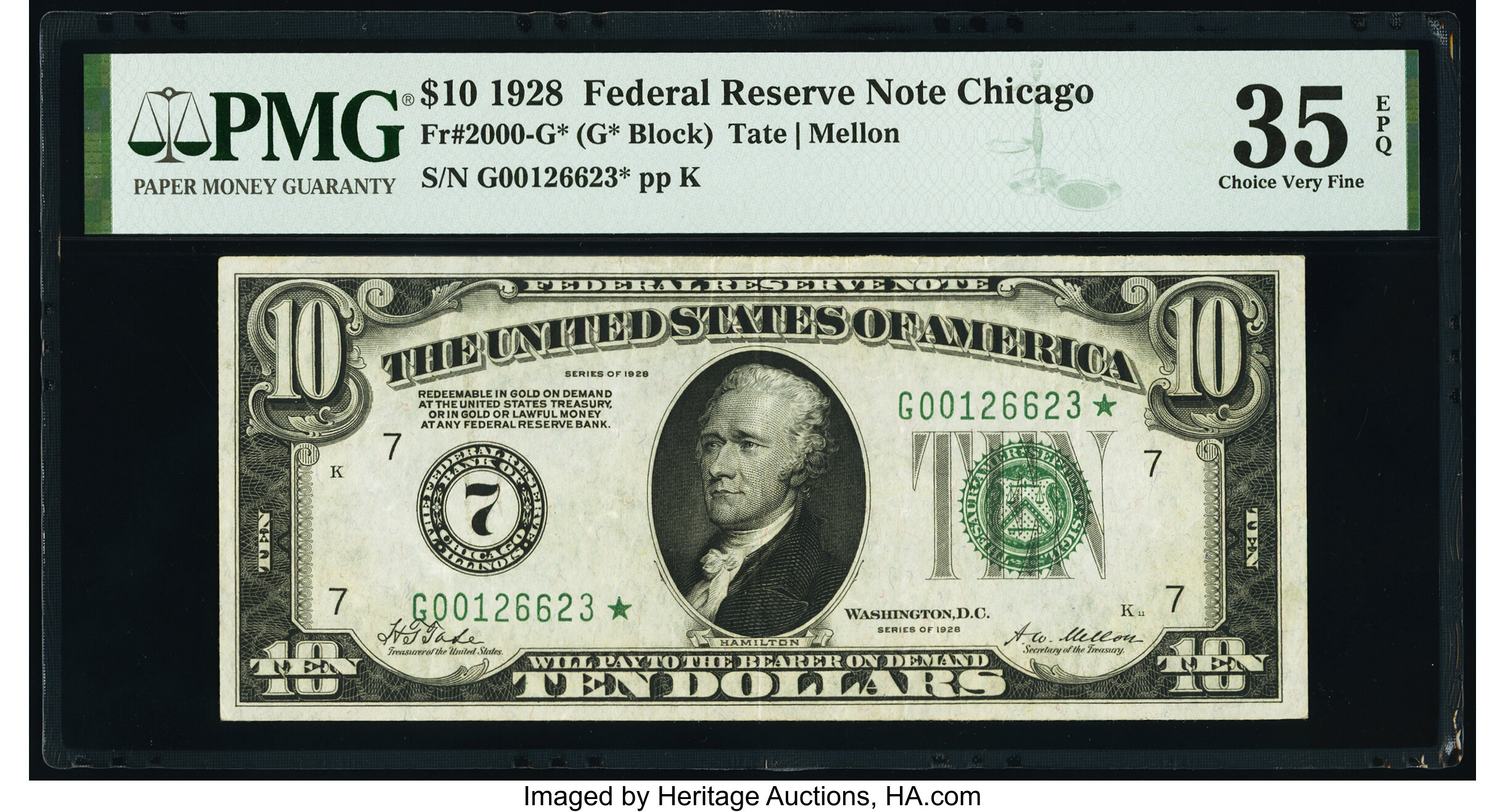 image for: Fr. 2000-G* $10 1928 Federal Reserve Star Note. PMG Choice Very Fine 35 EPQ....