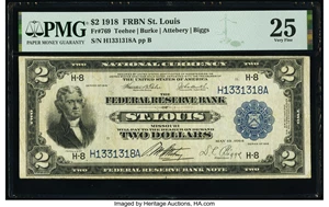 image for: Fr. 769 $2 1918 Federal Reserve Bank Note PMG Very Fine 25....