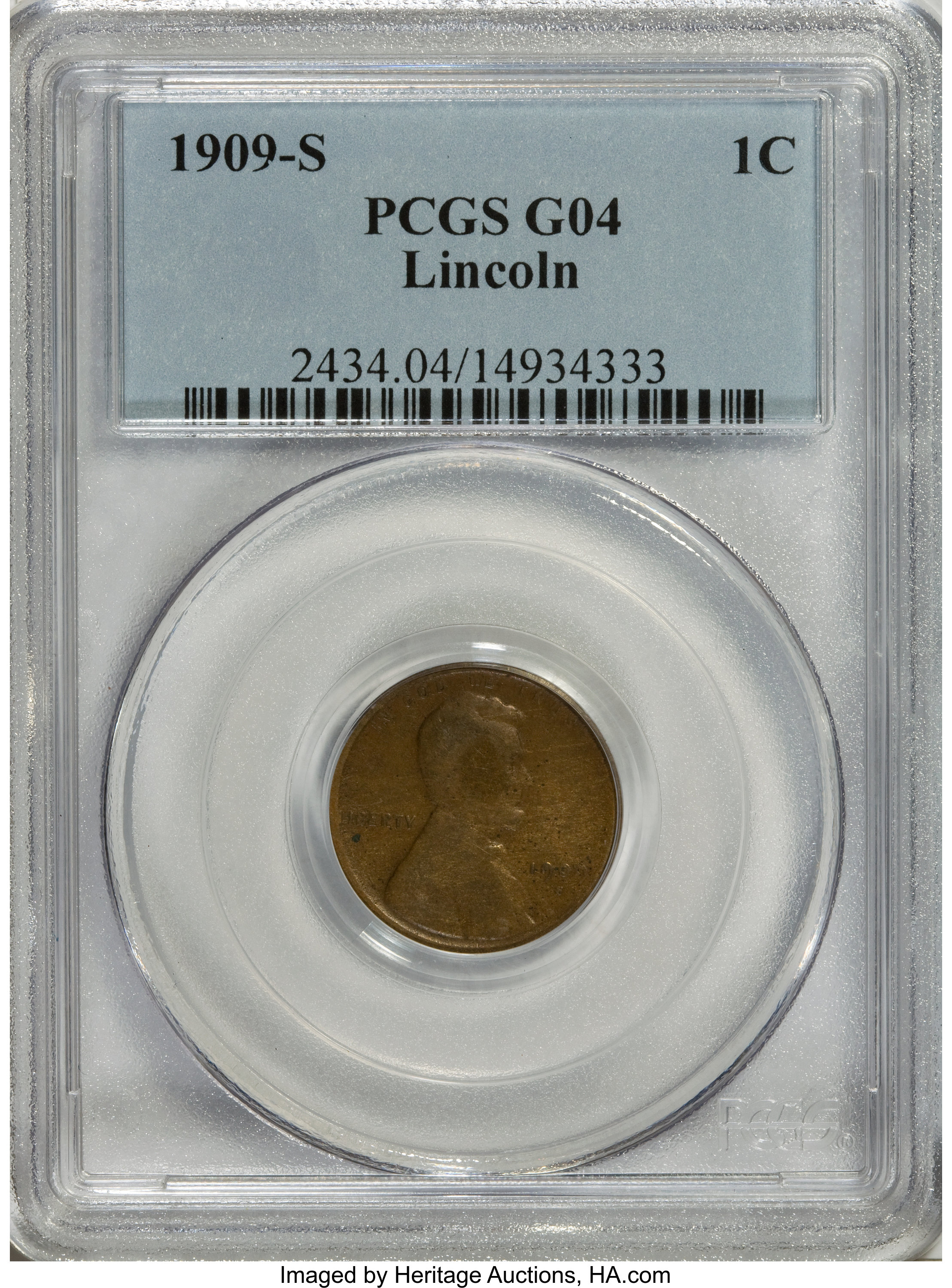 1909-S 1C G4 PCGS. PCGS Population (4/1071). NGC Census: (0/0). Mintage: 1,825,000. (#2434)...