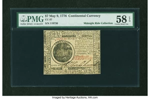 image for: Continental Currency May 9, 1776 $7 PMG Choice About Unc 58 EPQ....
