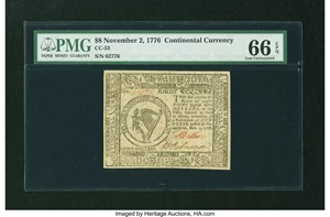 image for: Continental Currency November 2, 1776 $8 PMG Gem Uncirculated 66 EPQ....