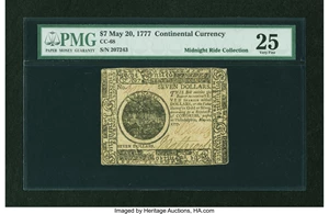 image for: Continental Currency May 20, 1777 $7 PMG Very Fine 25....