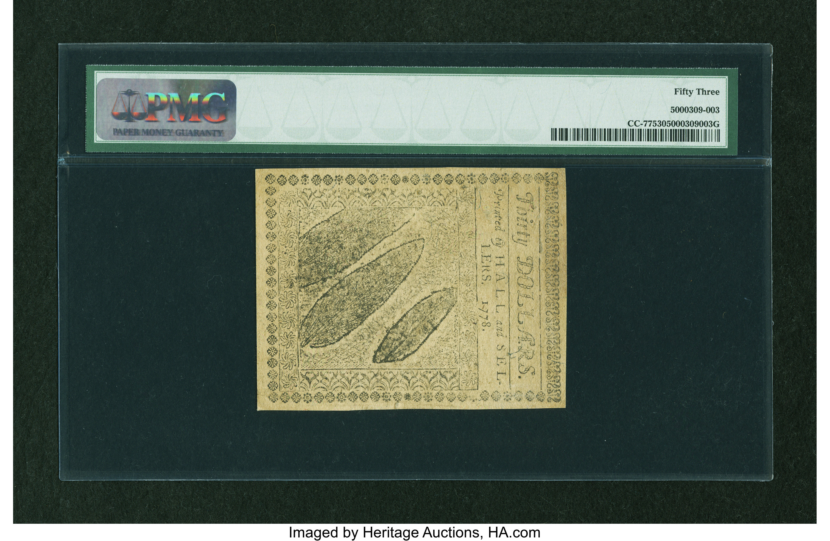 image for: Continental Currency April 11, 1778 $30 PMG About Uncirculated 53....