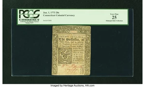 image for: Connecticut June 1, 1773 20s PCGS Very Fine 25....
