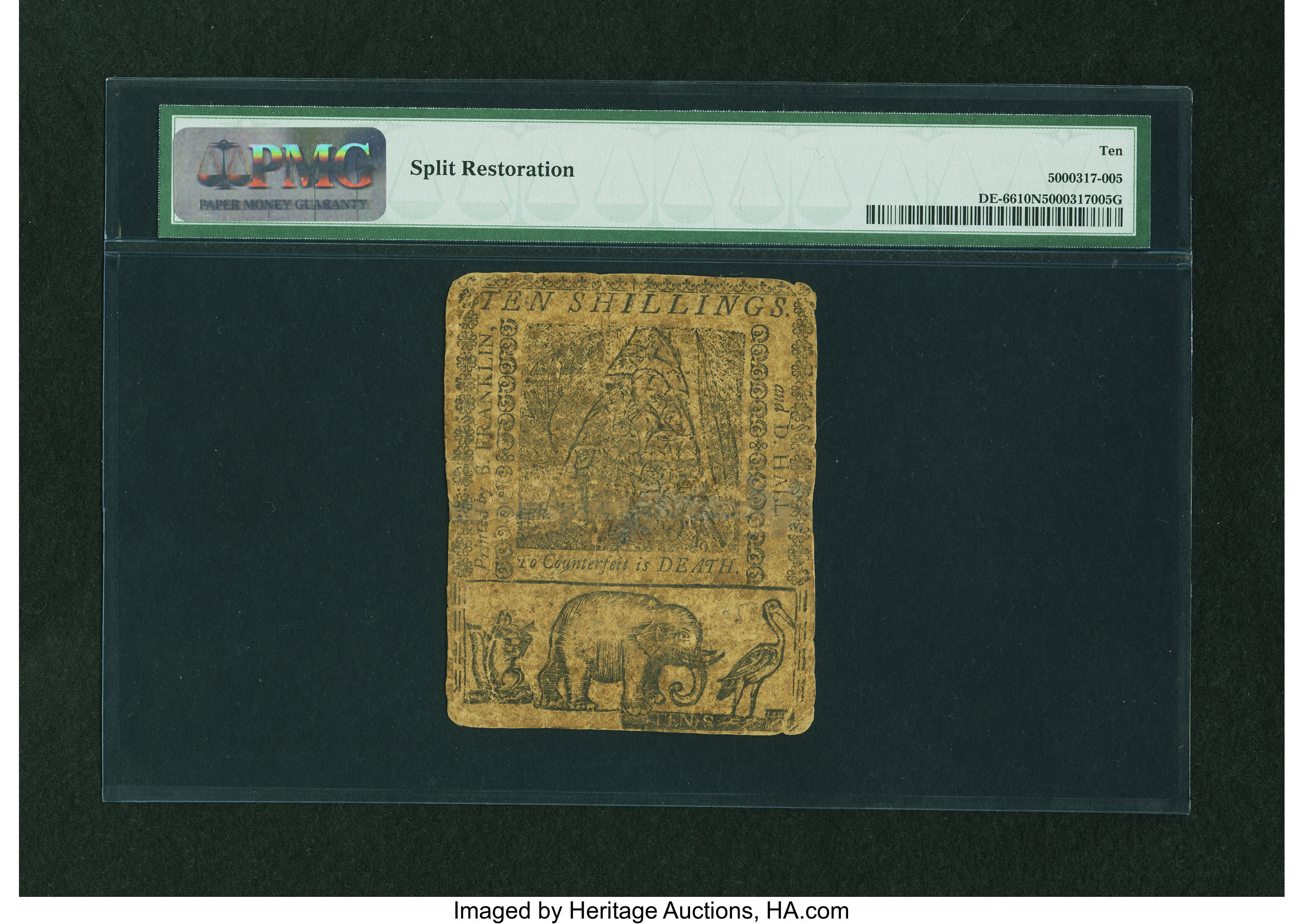 image for: Delaware June 1, 1759 10s PMG Very Good 10 NET....