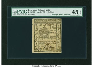 image for: Delaware May 1, 1777 6s PMG Choice Extremely Fine 45 EPQ....