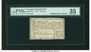 image for: Georgia 1776 3d PMG Choice Very Fine 35....