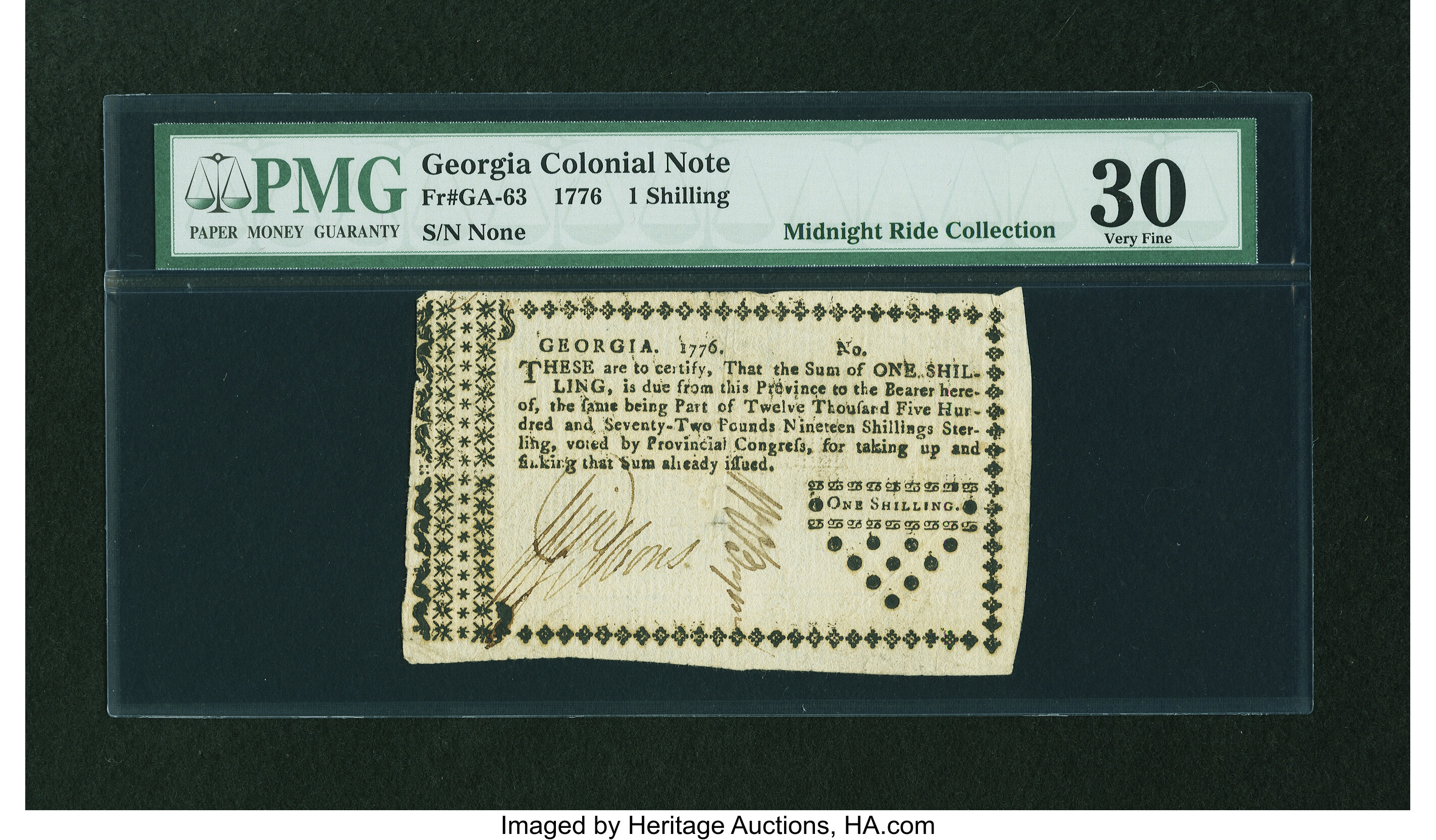 image for: Georgia 1776 1s PMG Very Fine 30....