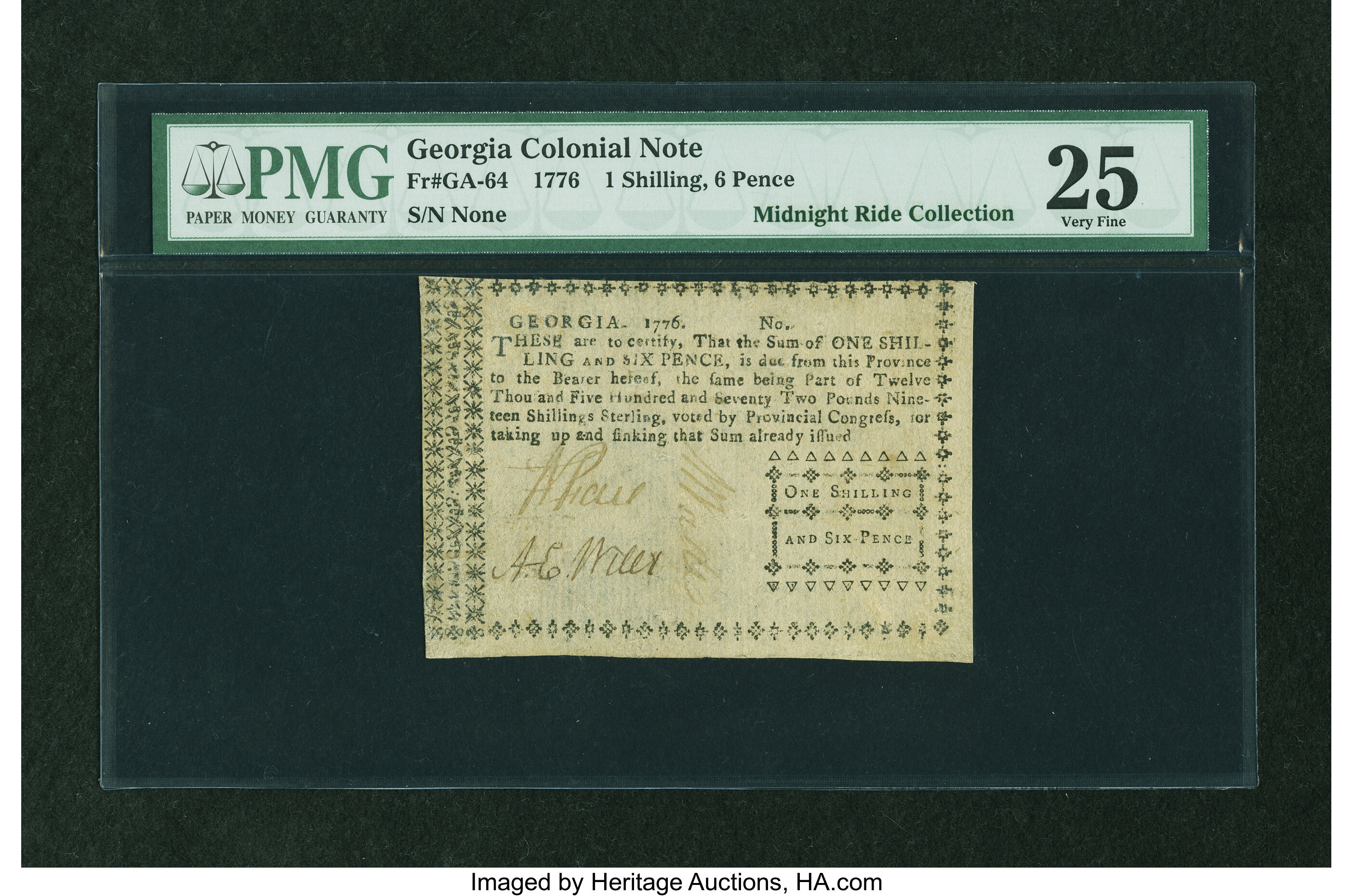 image for: Georgia 1776 1s6d PMG Very Fine 25....