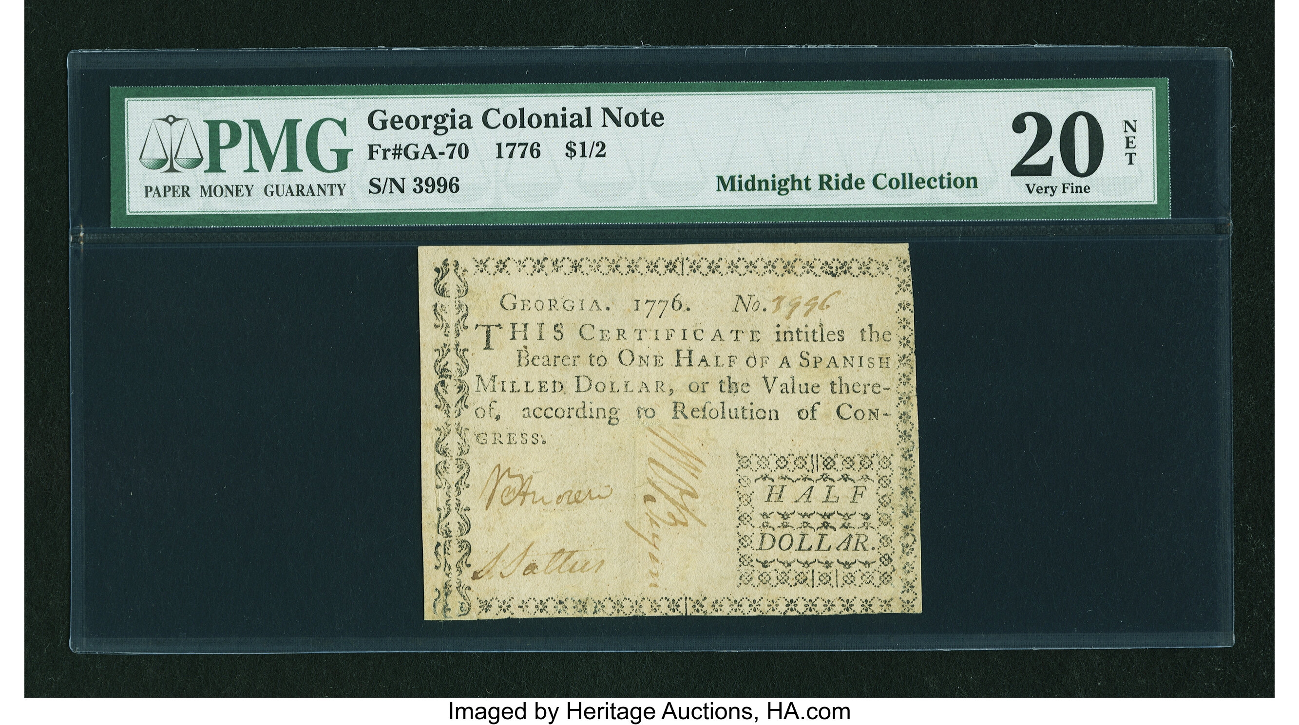 image for: Georgia 1776 $1/2 PMG Very Fine 20 NET....