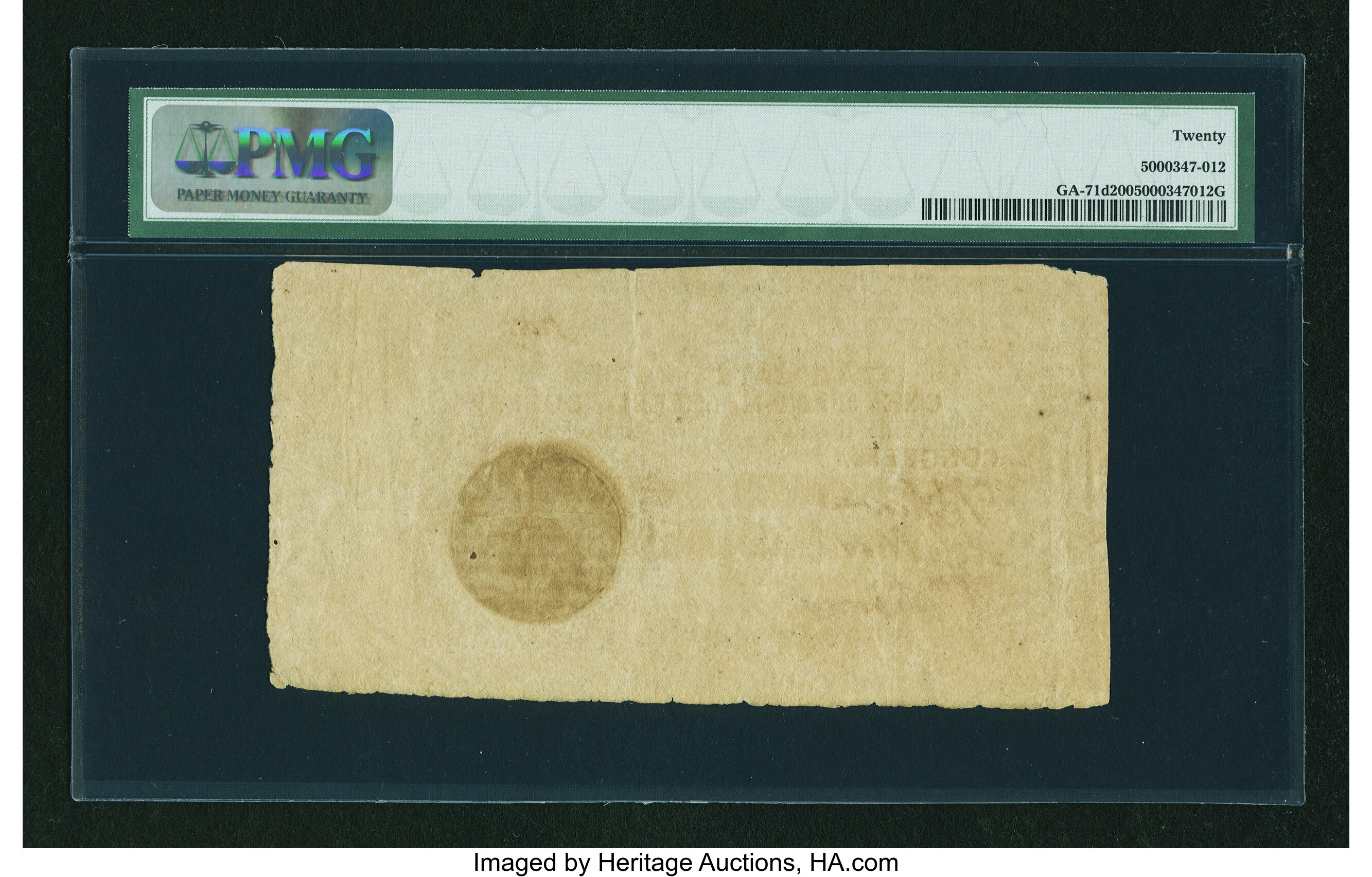 image for: Georgia 1776 $1 Green Seal PMG Very Fine 20....
