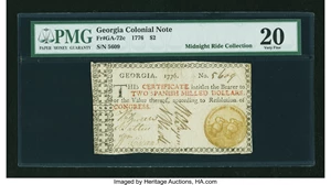 image for: Georgia 1776 $2 Orange Seal PMG Very Fine 20....
