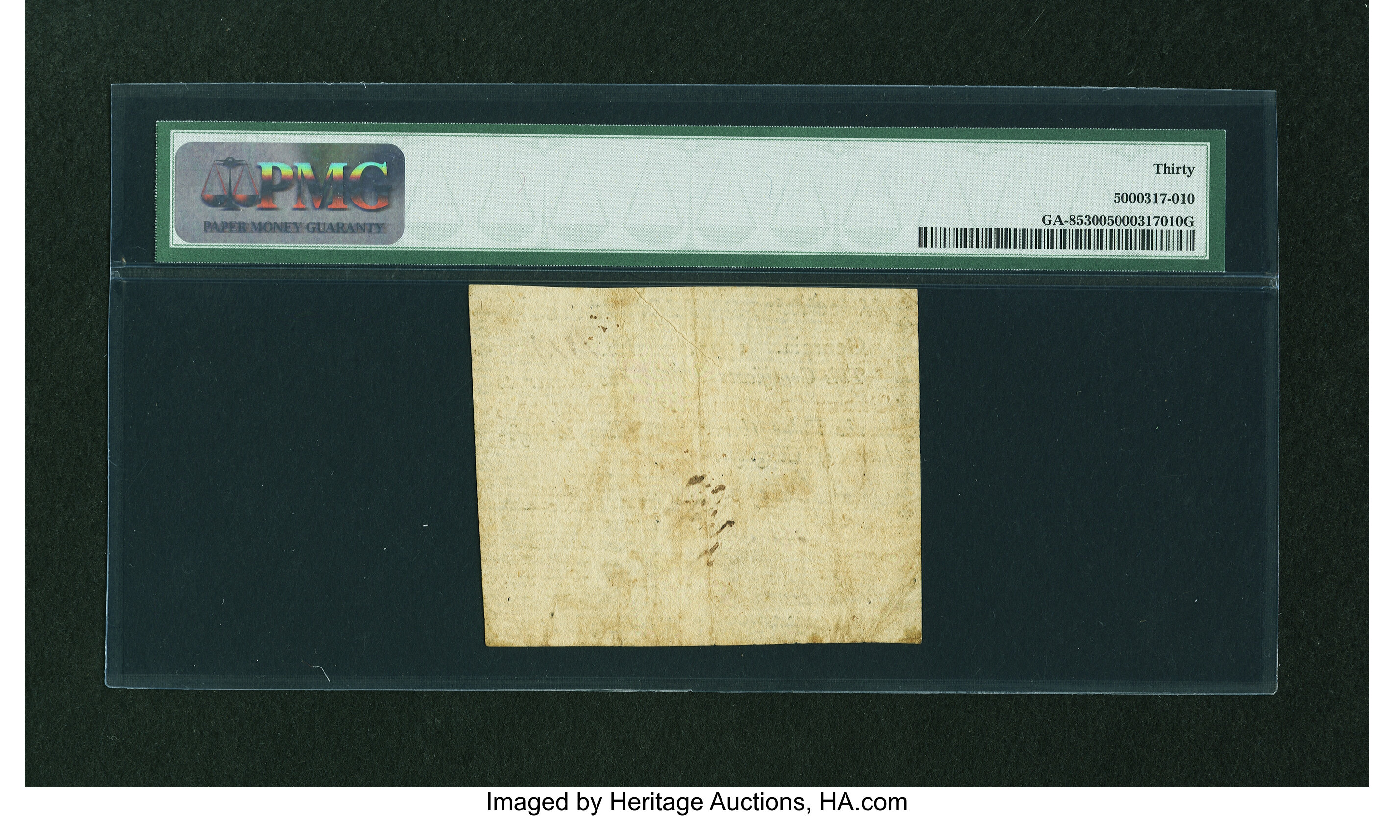 image for: Georgia 1777 $3 PMG Very Fine 30....