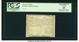 image for: Georgia June 8, 1777 $1/2 PCGS Apparent Very Fine 25....