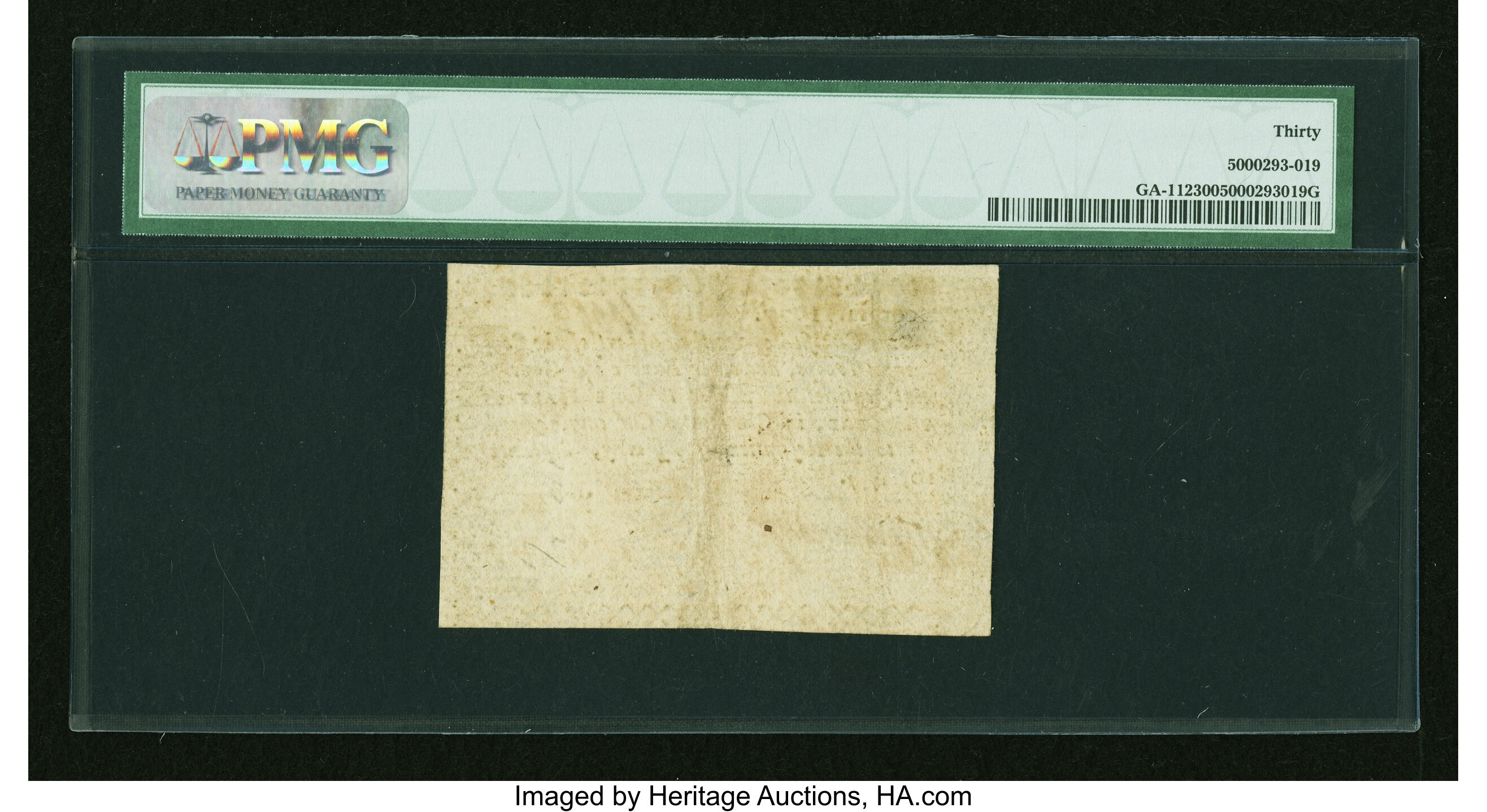 image for: Georgia September 10, 1777 $1/2 PMG Very Fine 30....