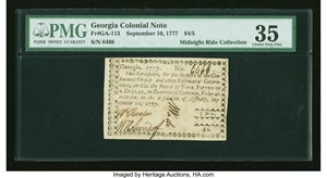 image for: Georgia September 10, 1777 $4/5 PMG Choice Very Fine 35....