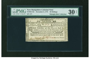 image for: New Hampshire November 3, 1775 40s PMG Very Fine 30 NET....