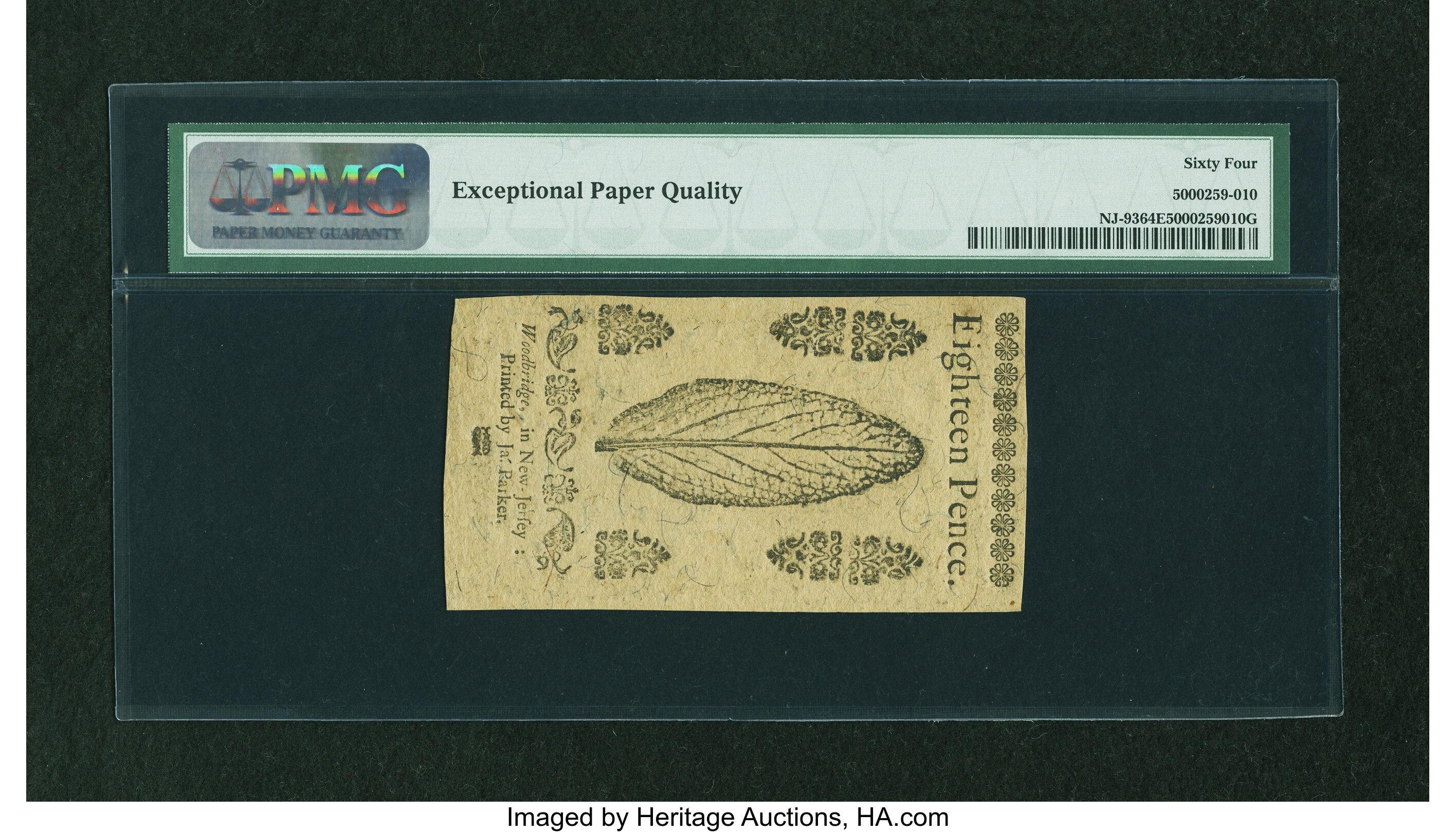 image for: New Jersey June 22, 1756 18d PMG Choice Uncirculated 64 EPQ....