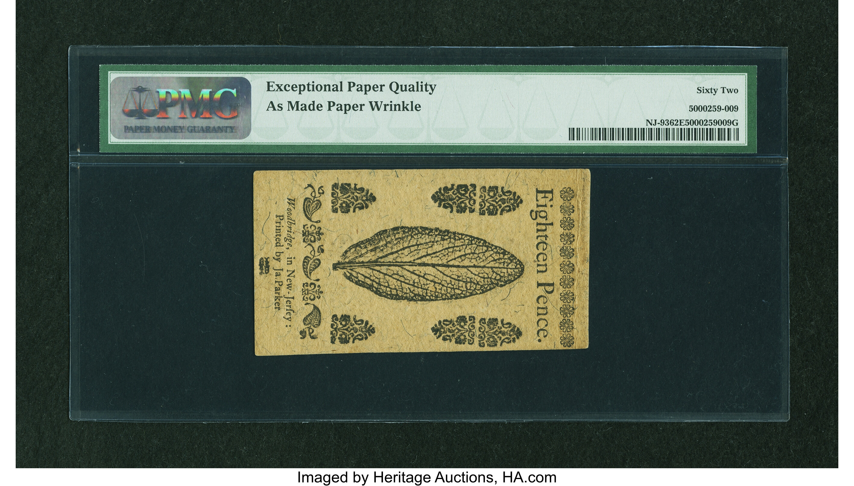 image for: New Jersey June 22, 1756 18d PMG Uncirculated 62 EPQ....