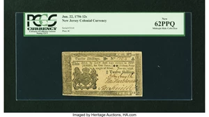 image for: New Jersey June 22, 1756 12s PCGS New 62PPQ....