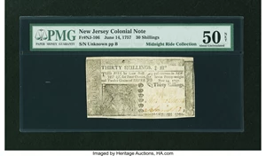 image for: New Jersey June 14, 1757 30s PMG About Uncirculated 50 NET....