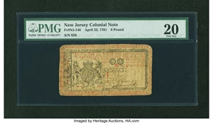 image for: New Jersey April 23, 1761 £6 PMG Very Fine 20....