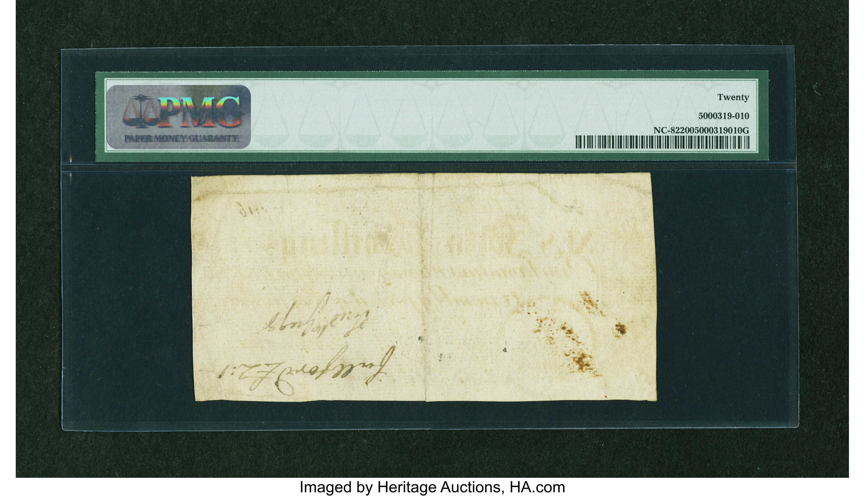 image for: North Carolina March 9, 1754 40s PMG Very Fine 20....
