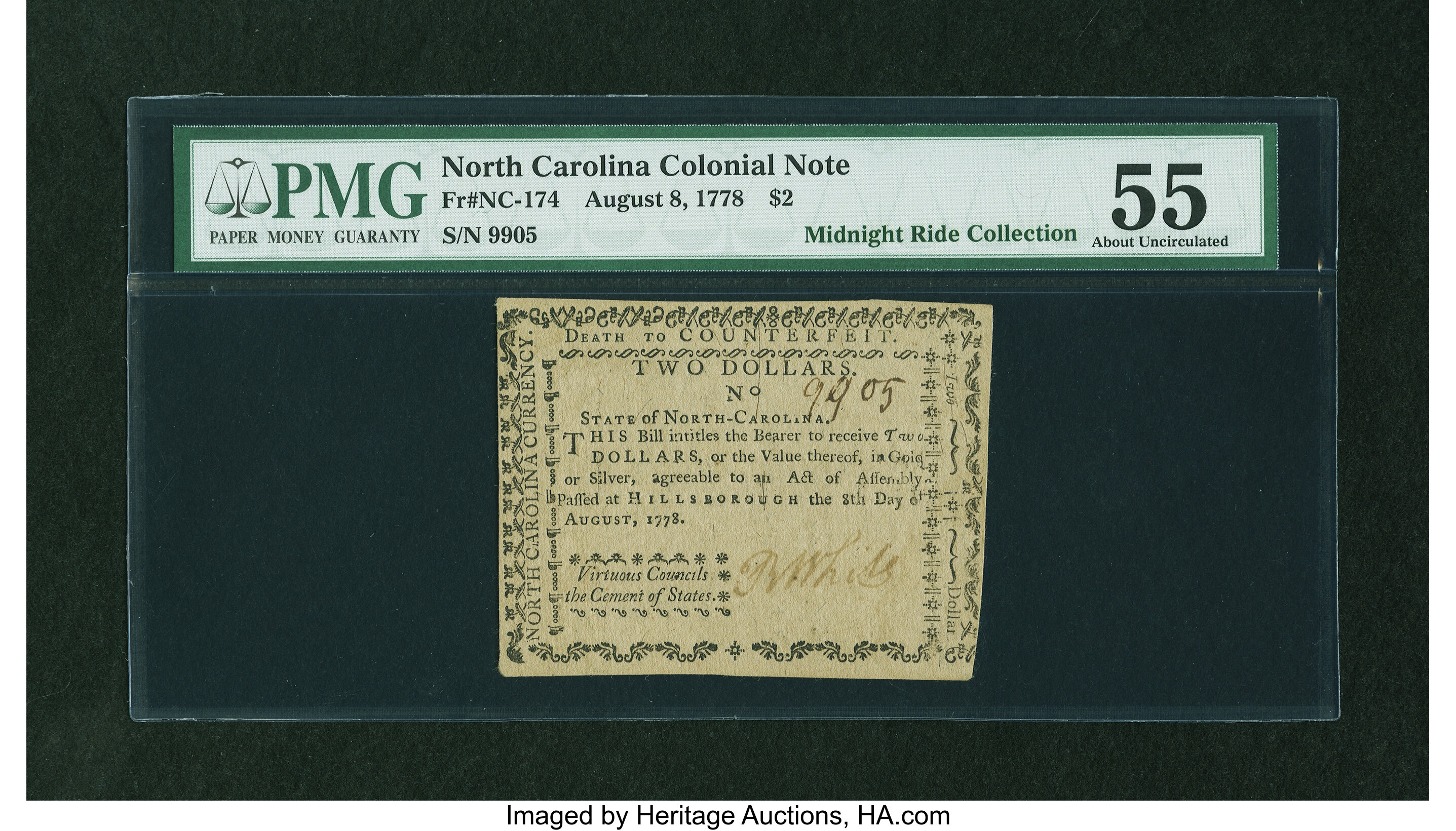 image for: North Carolina August 8, 1778 $2 PMG About Uncirculated 55....