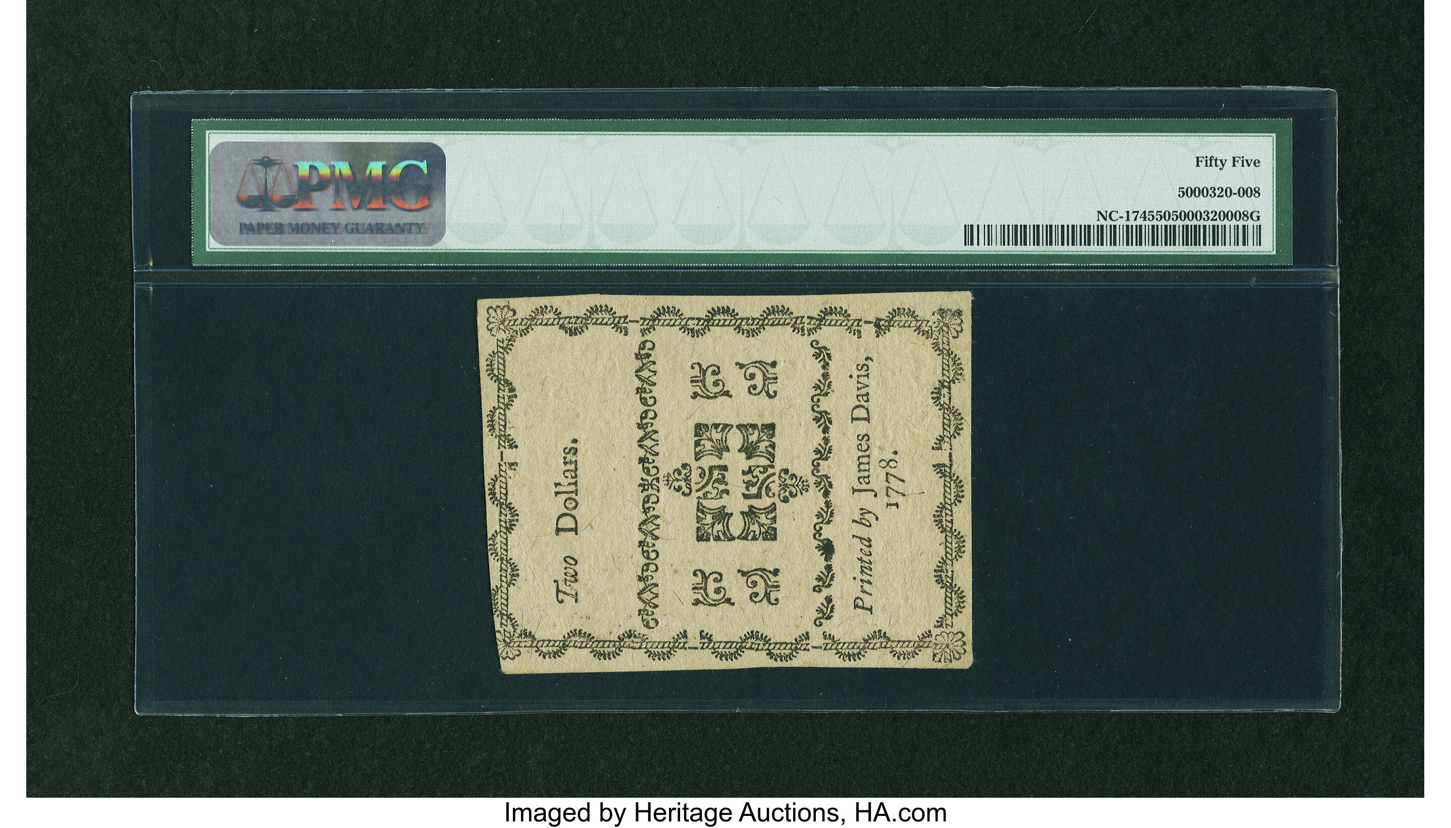 image for: North Carolina August 8, 1778 $2 PMG About Uncirculated 55....