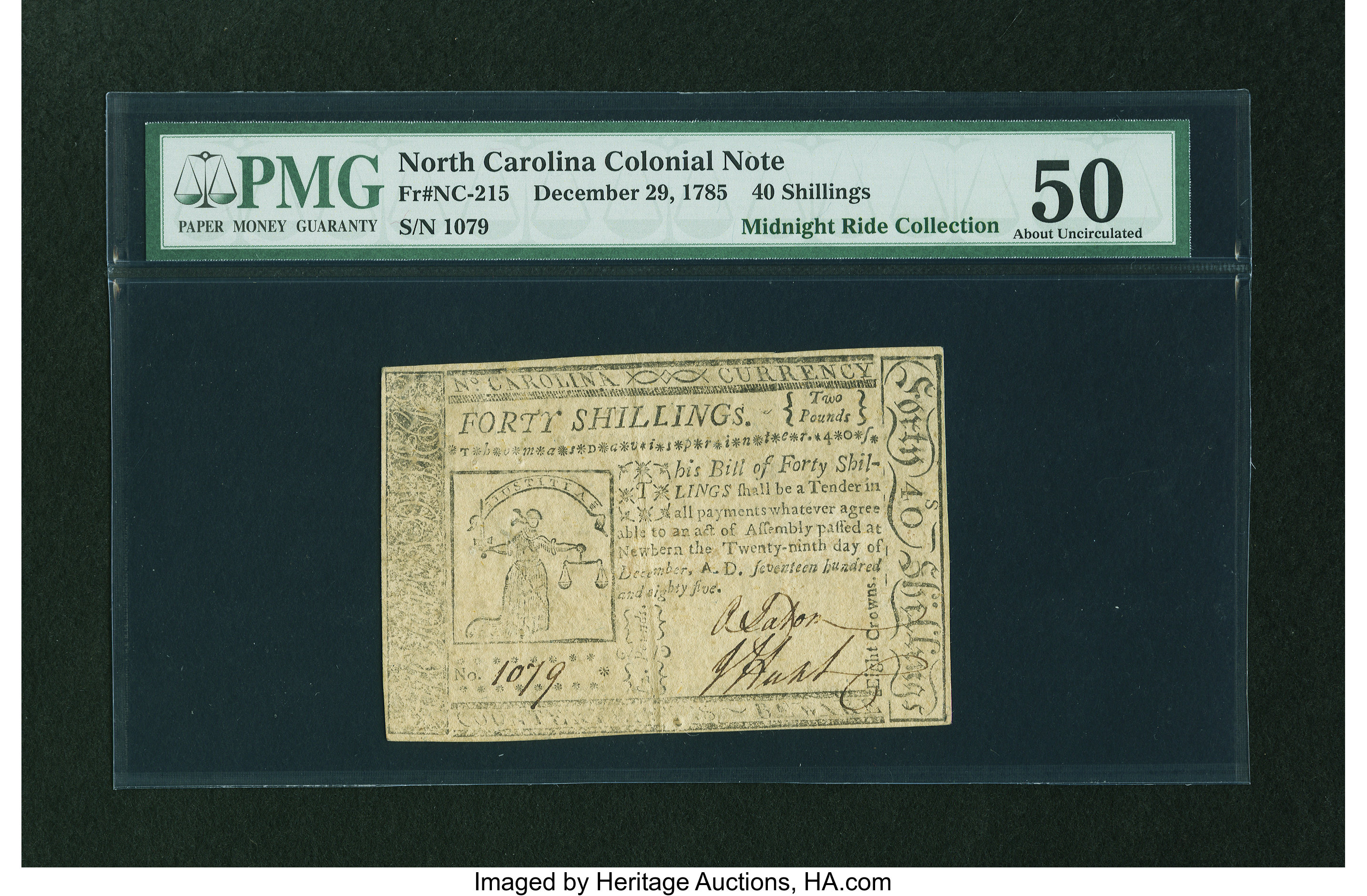 image for: North Carolina December 29, 1785 40s PMG About Uncirculated 50....