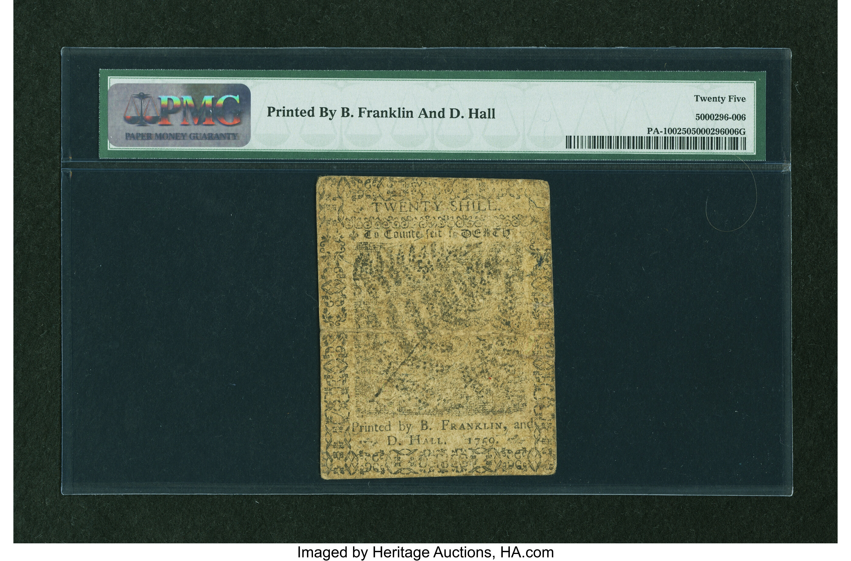image for: Pennsylvania April 25, 1759 20s PMG Very Fine 25....