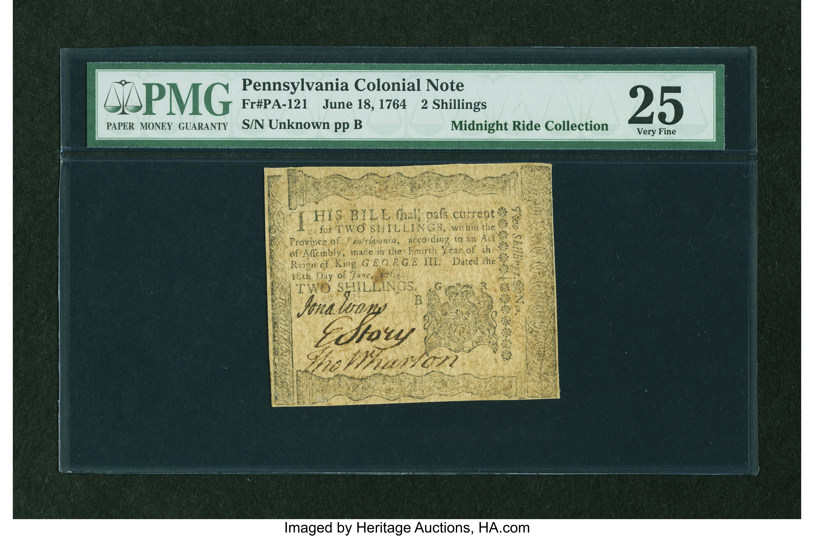 image for: Pennsylvania June 18, 1764 2s PMG Very Fine 25....