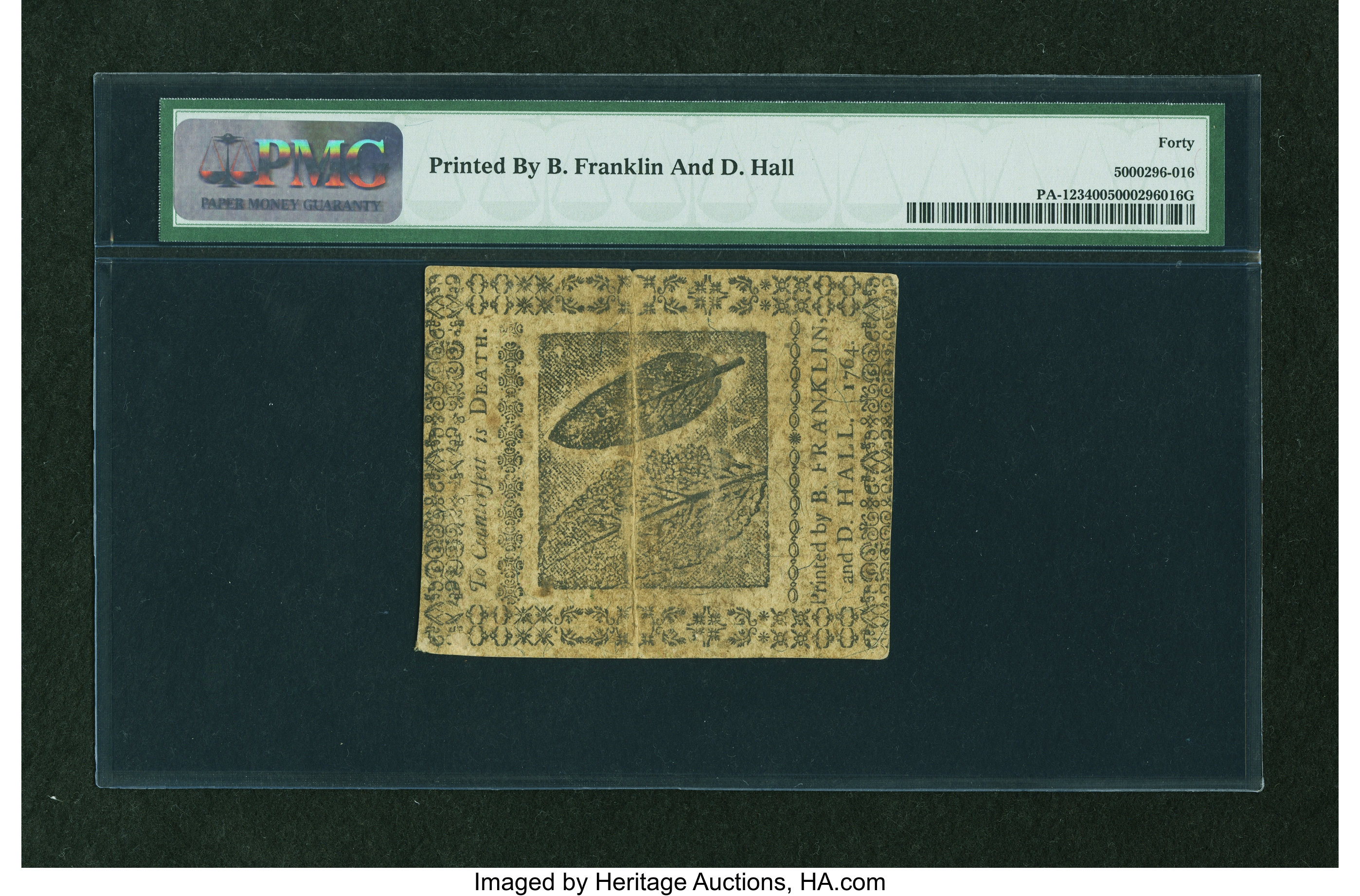 image for: Pennsylvania June 18, 1764 5s PMG Extremely Fine 40....
