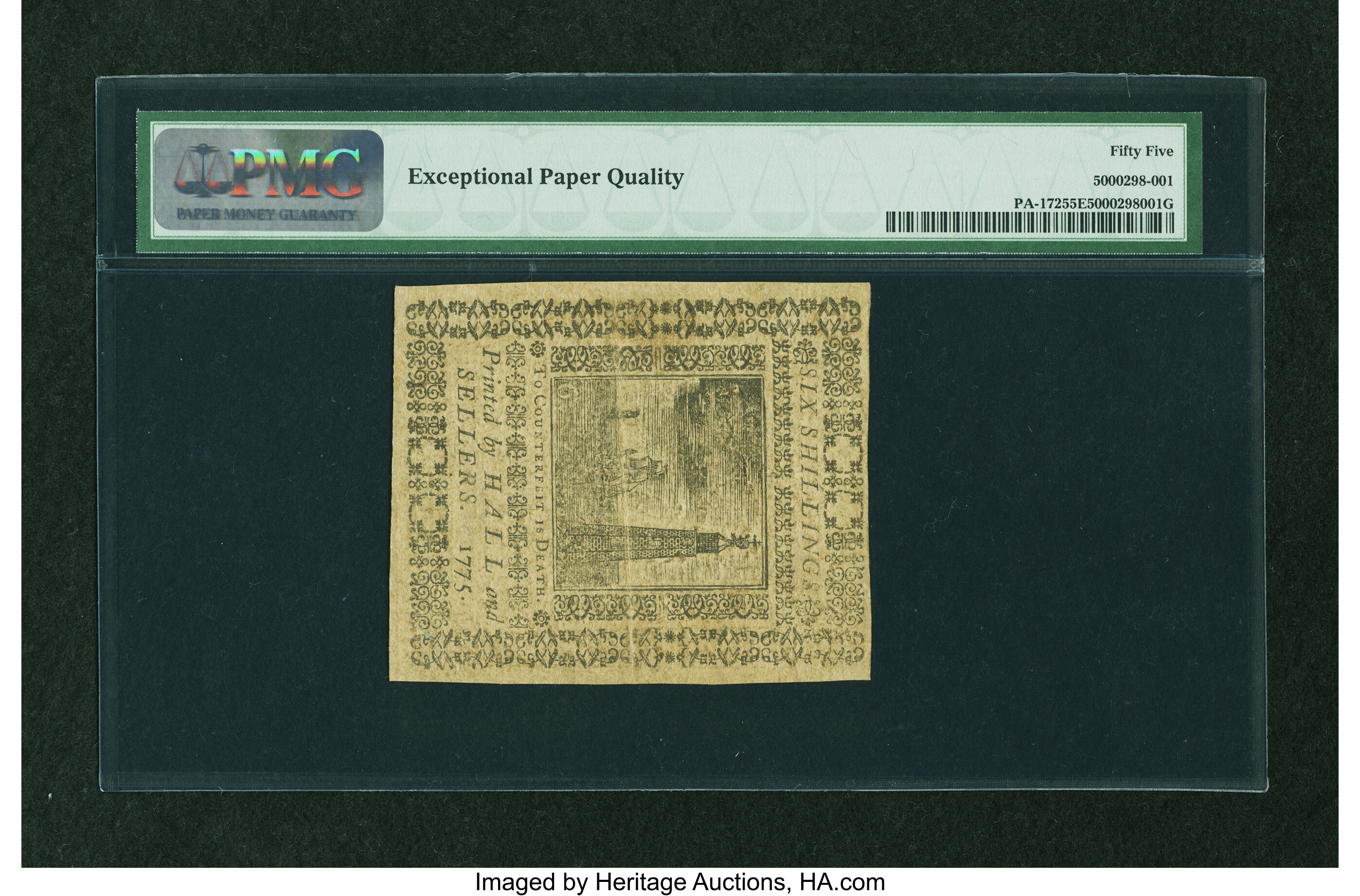 image for: Pennsylvania March 25, 1775 6s PMG About Uncirculated 55 EPQ....