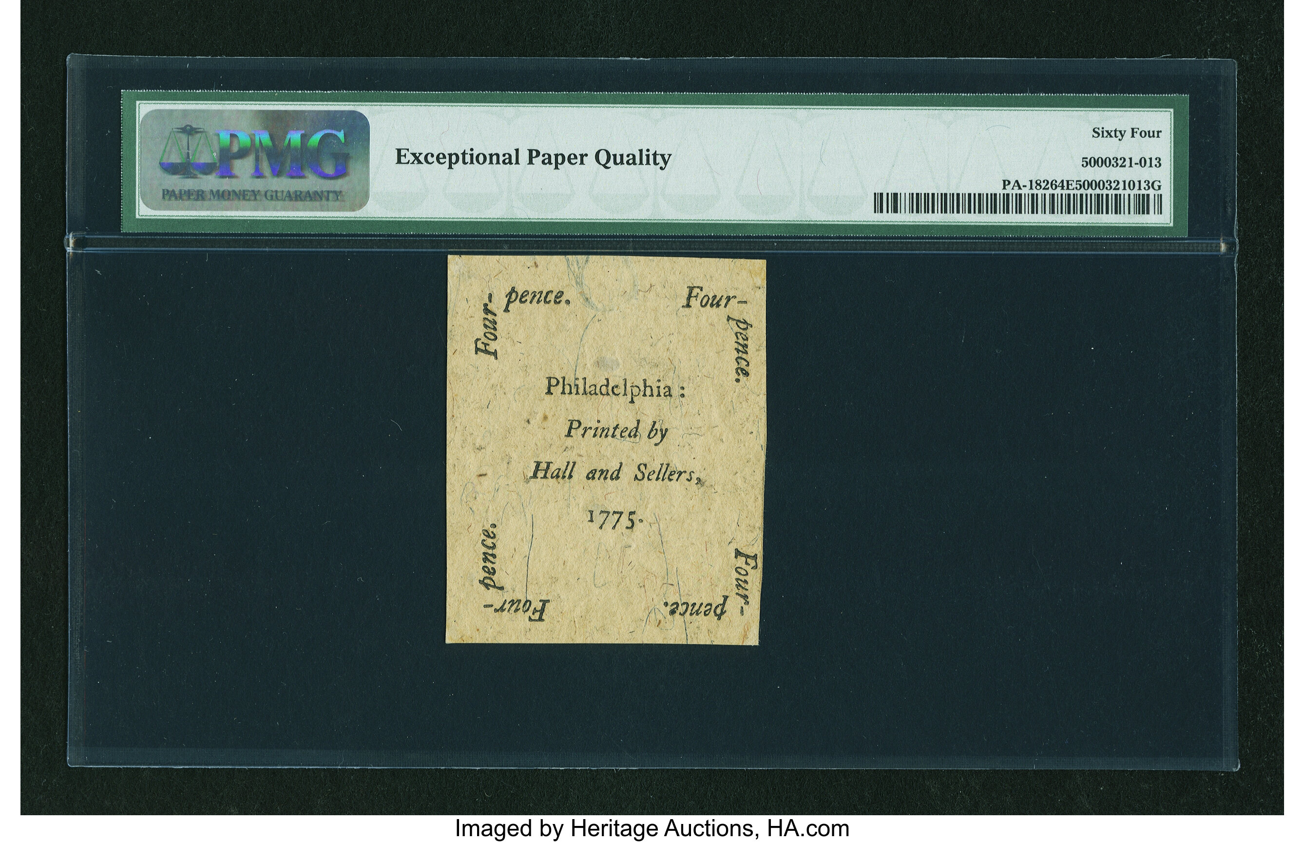 image for: Pennsylvania October 25, 1775 4d PMG Choice Uncirculated 64 EPQ....