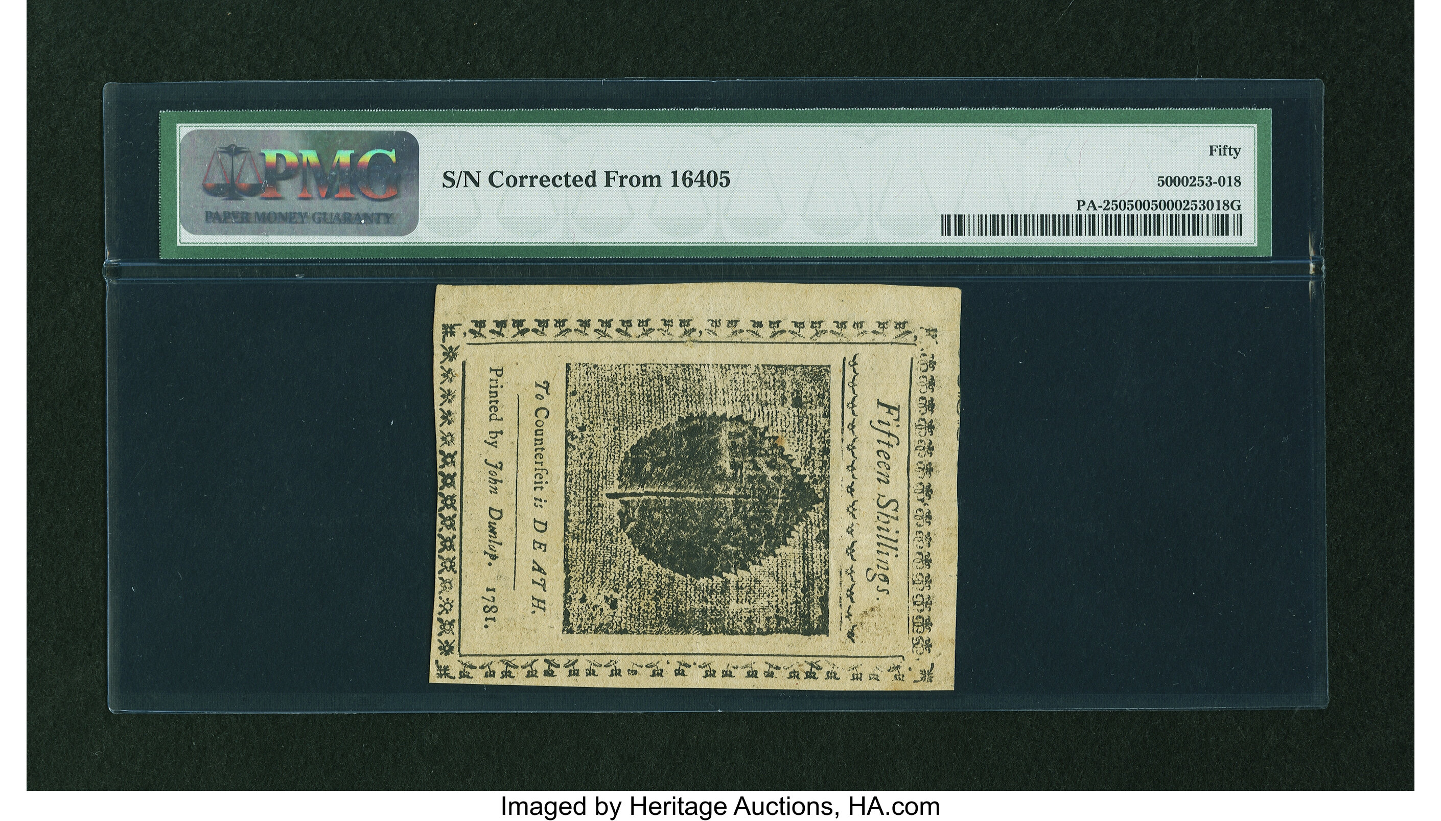 image for: Pennsylvania April 20, 1781 15s PMG About Uncirculated 50....