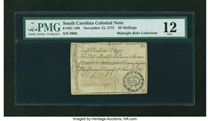 image for: South Carolina November 15, 1775 30s PMG Fine 12....