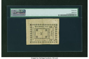 image for: South Carolina October 19, 1776 $10 PMG Very Fine 25....