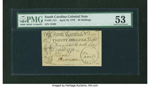 image for: South Carolina April 10, 1778 20s PMG About Uncirculated 53....