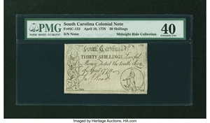 image for: South Carolina April 10, 1778 30s PMG Extremely Fine 40....