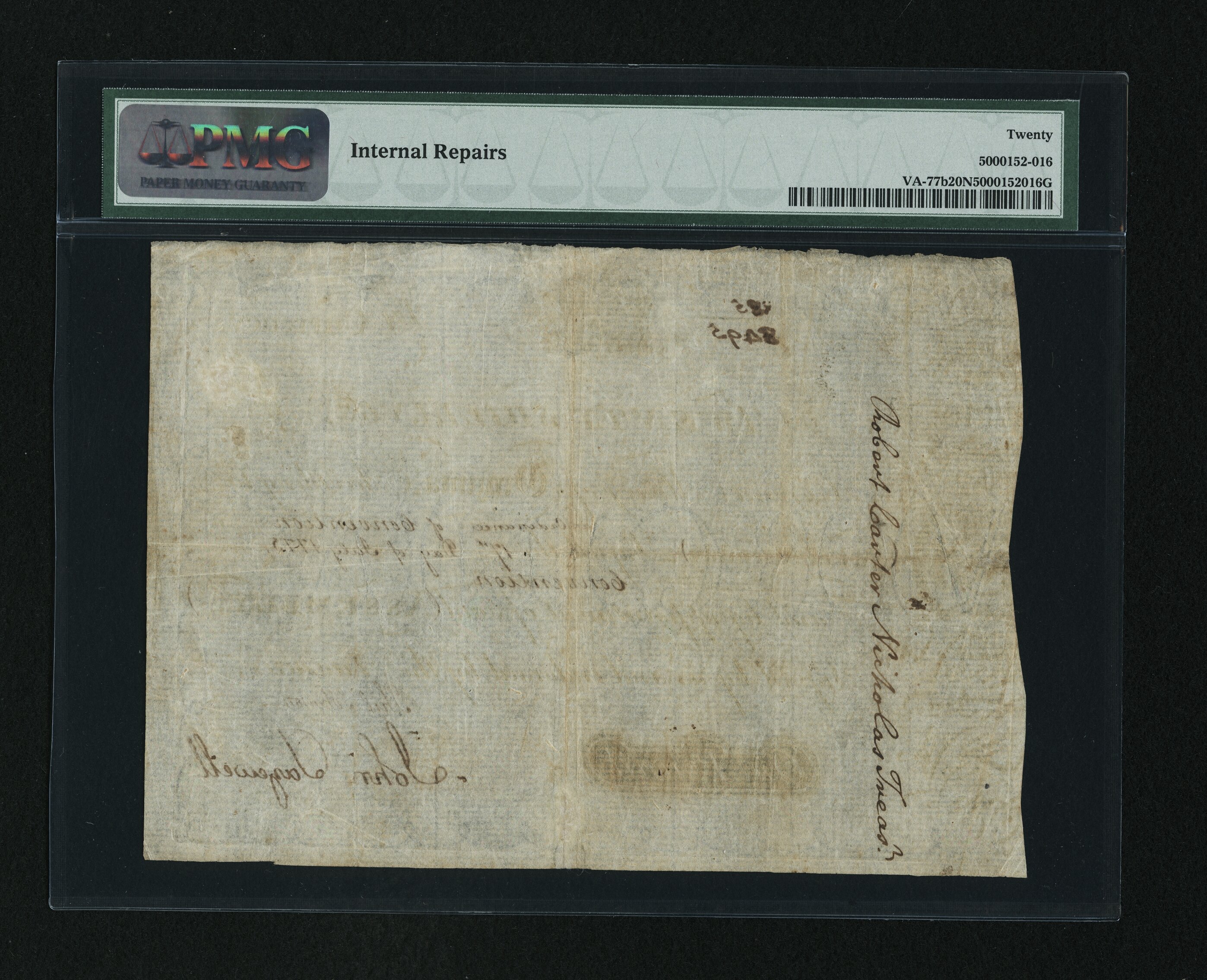 image for: Virginia July 17, 1775 20s PMG Very Fine 20 NET....