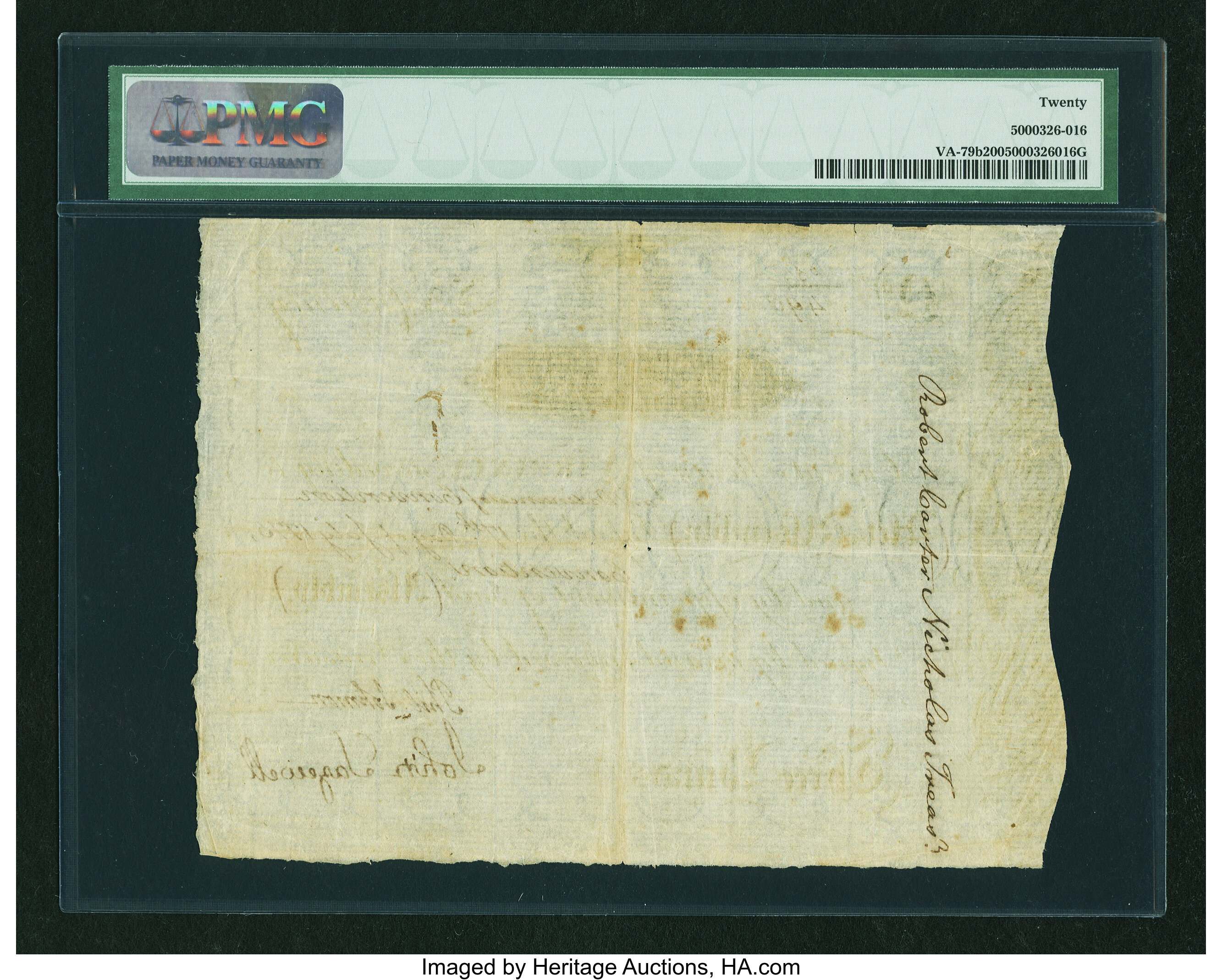 image for: Virginia July 17, 1775 £3 PMG Very Fine 20....