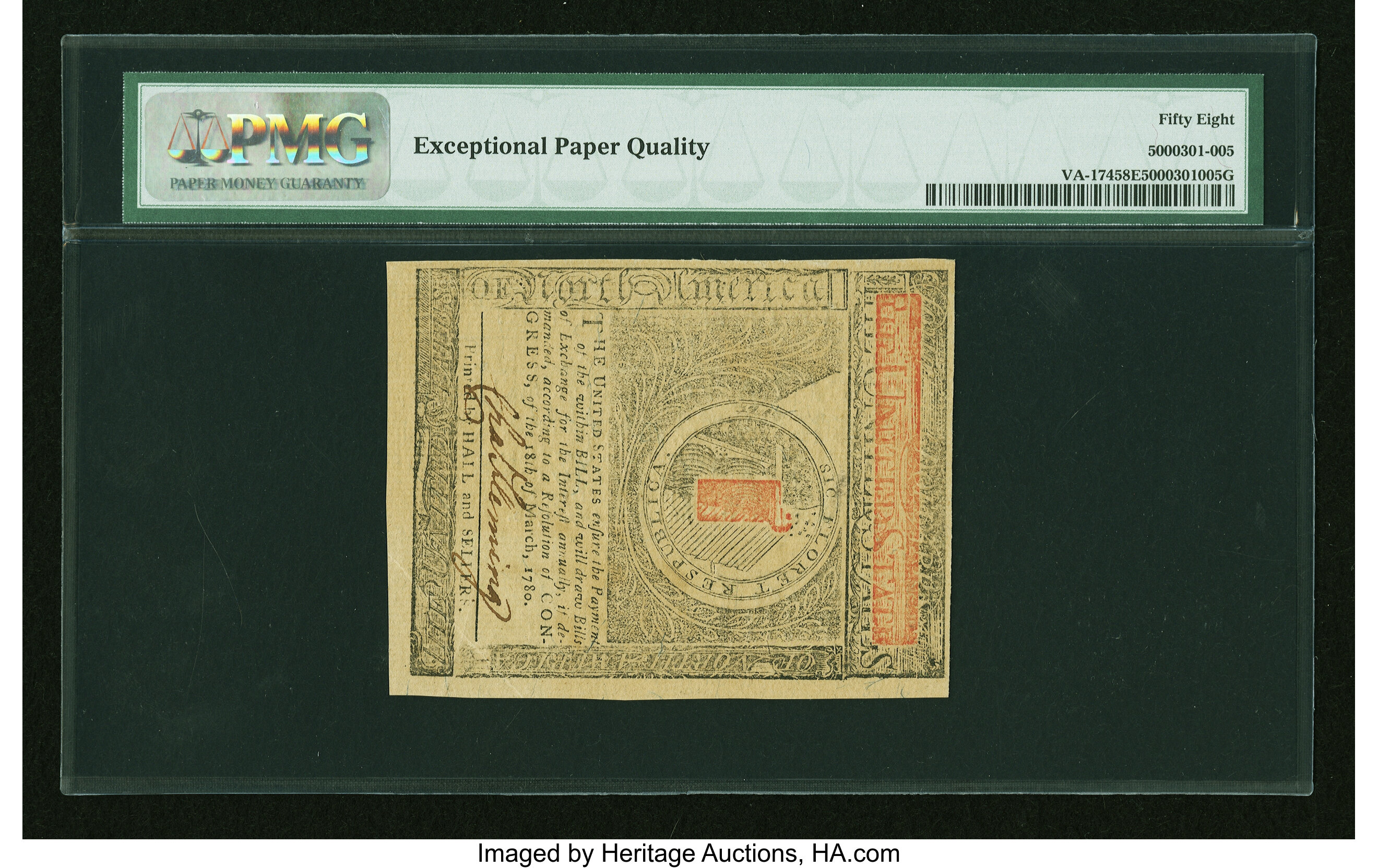 image for: Virginia May 1, 1780 $4 PMG Choice About Unc 58 EPQ....