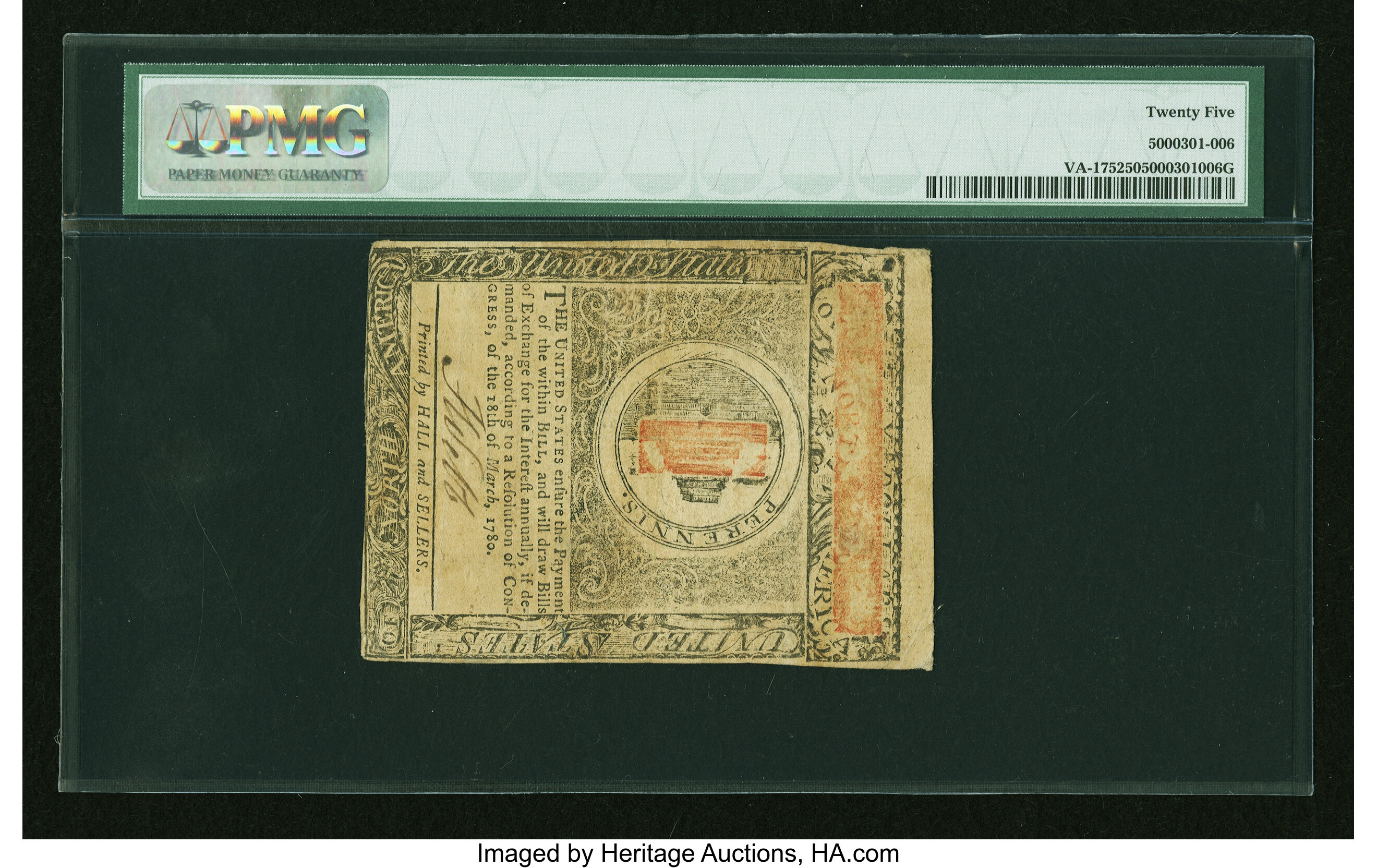 image for: Virginia May 1, 1780 $5 PMG Very Fine 25....